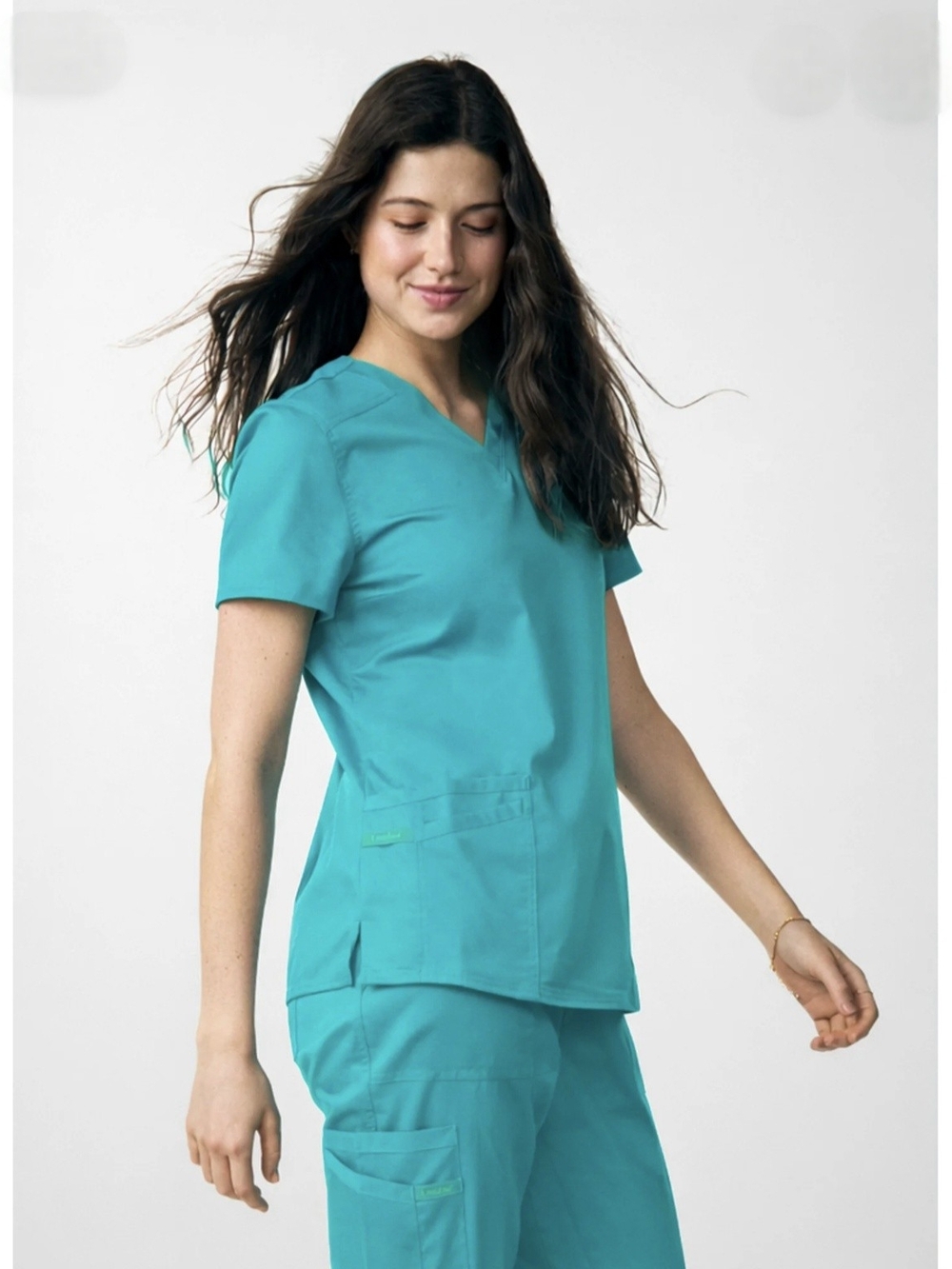 Women's Teal V-Neck Short Sleeve Top